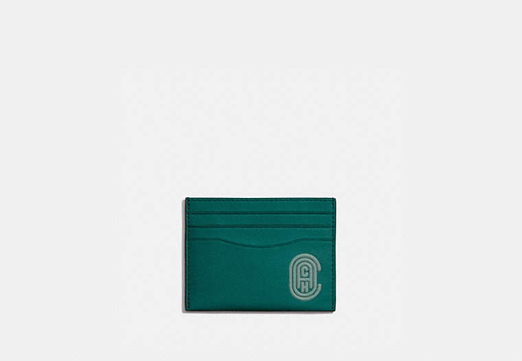COACH®,CARD CASE WITH COACH PATCH,Smooth Leather,SPRUCE,Front View