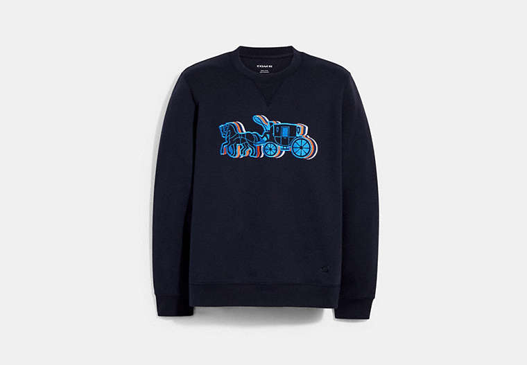 COACH®,HORSE AND CARRIAGE SWEATSHIRT,n/a,NAVY,Front View