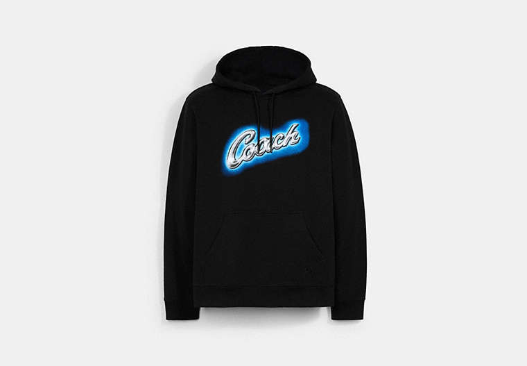 COACH®,AIRBRUSH SIGNATURE HOODIE,cotton,Black,Front View
