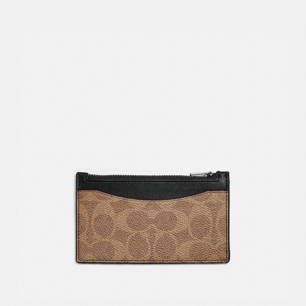 NWT Coach Zip Card Case In Blocked Signature Canvas