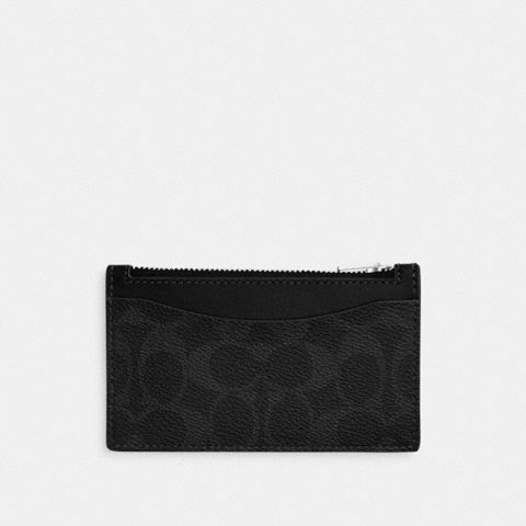 Coach Zip Card Case In Signature Canvas