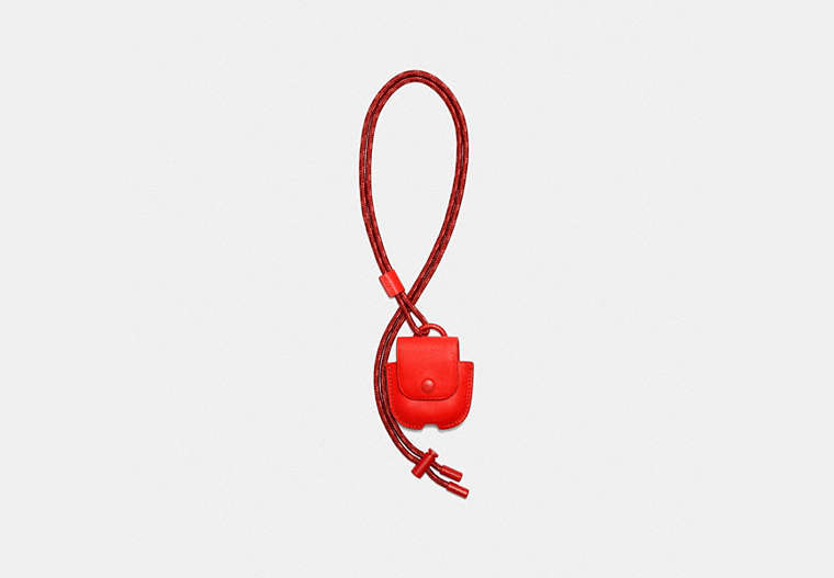 COACH®,WIRELESS EARBUD CASE,Smooth Leather,Electric Coral,Front View