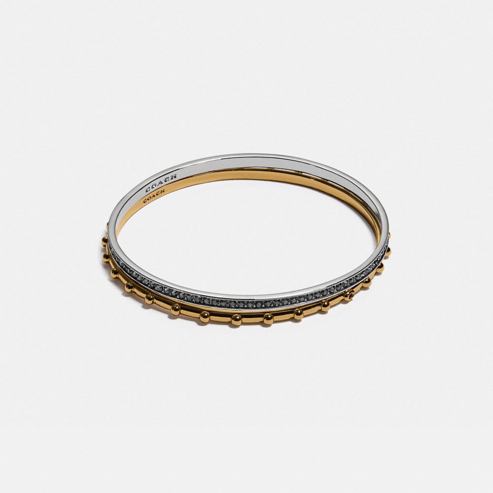 Gold Silver Pegged And Pave Bangle Set