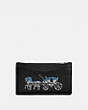 COACH®,ZIP CARD CASE WITH HORSE AND CARRIAGE,Smooth Leather,Black,Front View
