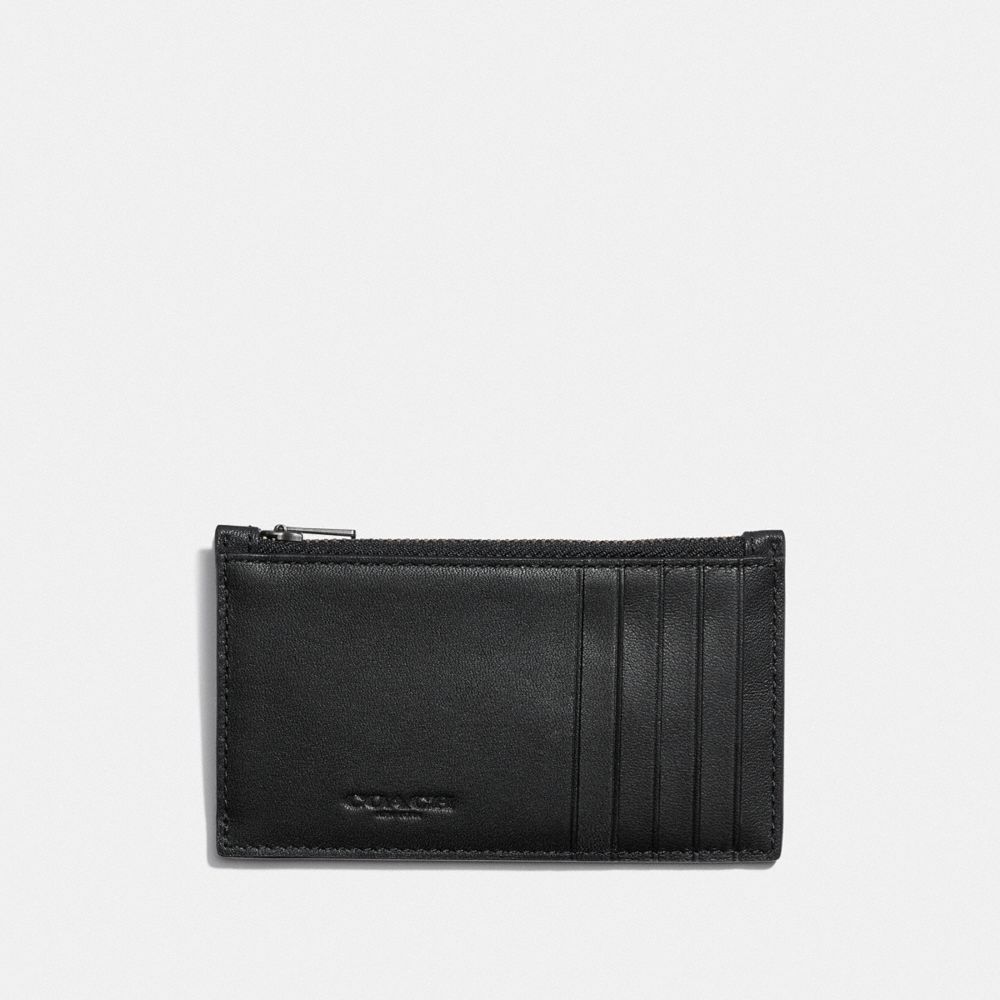 COACH®,ZIP CARD CASE WITH STARDUST CITY SKYLINE,Smooth Leather,Mini,Black,Back View