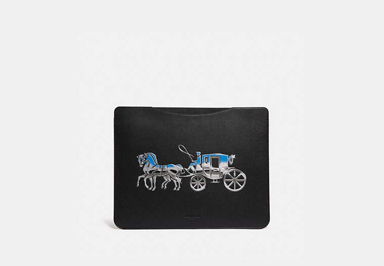 COACH®,TABLET SLEEVE WITH HORSE AND CARRIAGE,Smooth Leather,Black,Front View