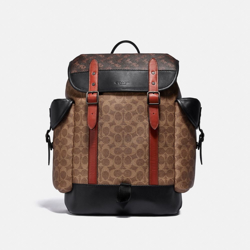 COACH®,Hitch Backpack In Signature Canvas With Horse And Carriage Print,,Front View