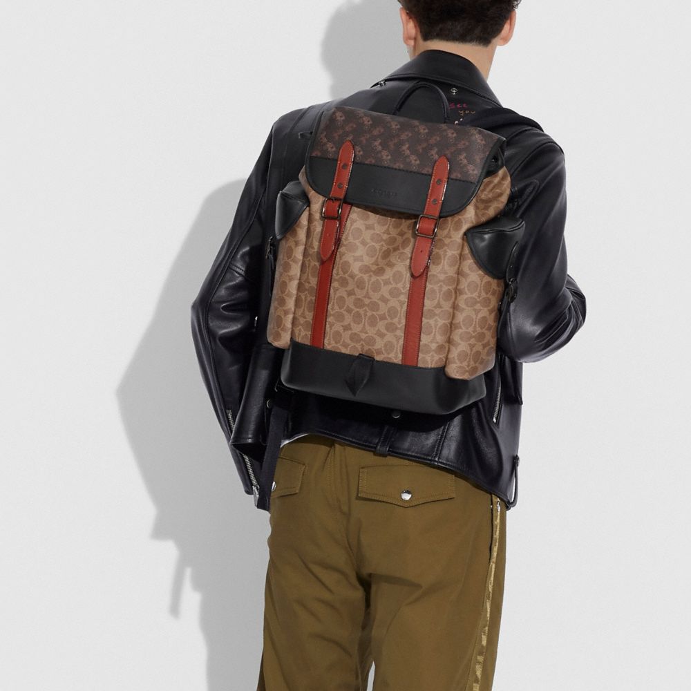 COACH®,Hitch Backpack In Signature Canvas With Horse And Carriage Print,,Detail View