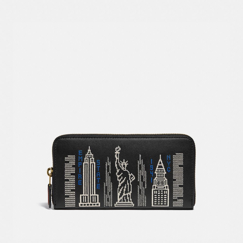 Accordion Zip Wallet With Stardust City Skyline Embroidery