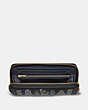 COACH®,ACCORDION ZIP WALLET WITH STARDUST CITY SKYLINE EMBROIDERY,Leather,Mini,Brass/Black,Inside View,Top View