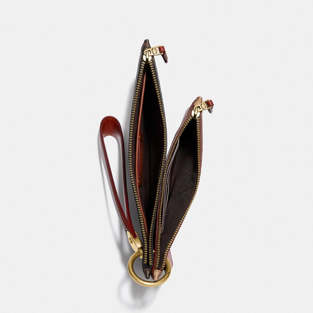 Double Slim Wristlet In Signature Canvas With Horse And Carriage Print And Big Apple Skyline