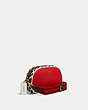 COACH®,DISNEY MICKEY MOUSE X KEITH HARING BADGE CAMERA CROSSBODY,Leather,Mini,Brass/Electric Red Multi,Angle View