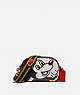 COACH®,DISNEY MICKEY MOUSE X KEITH HARING BADGE CAMERA CROSSBODY,Leather,Mini,Brass/Chalk Multi,Front View