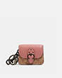 COACH®,MINI BEAT BAG BAG CHARM,Leather,Pewter/Vintage Pink/Tan Sig,Front View