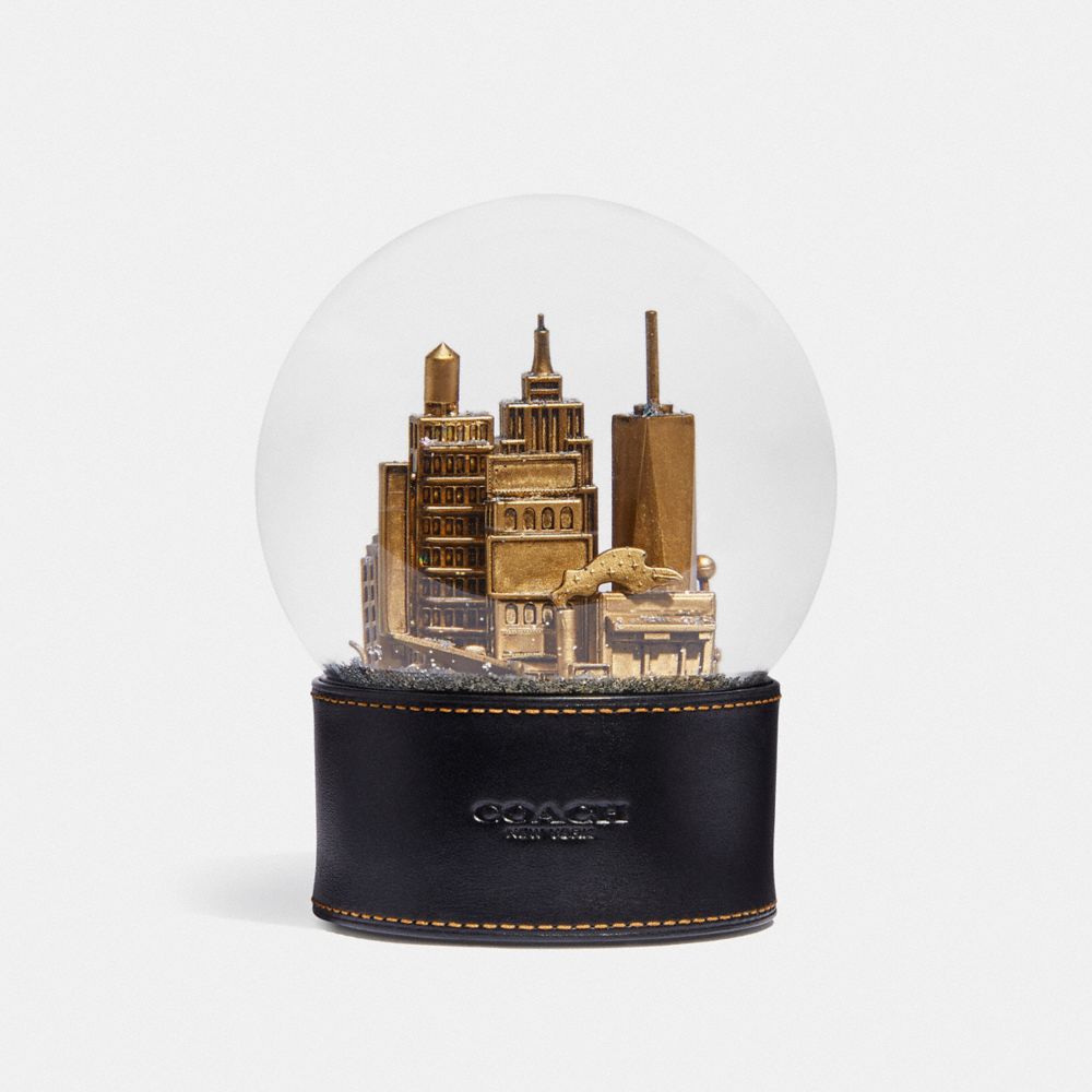 COACH®,NYC SKYLINE SNOW GLOBE,Metal,Black,Front View