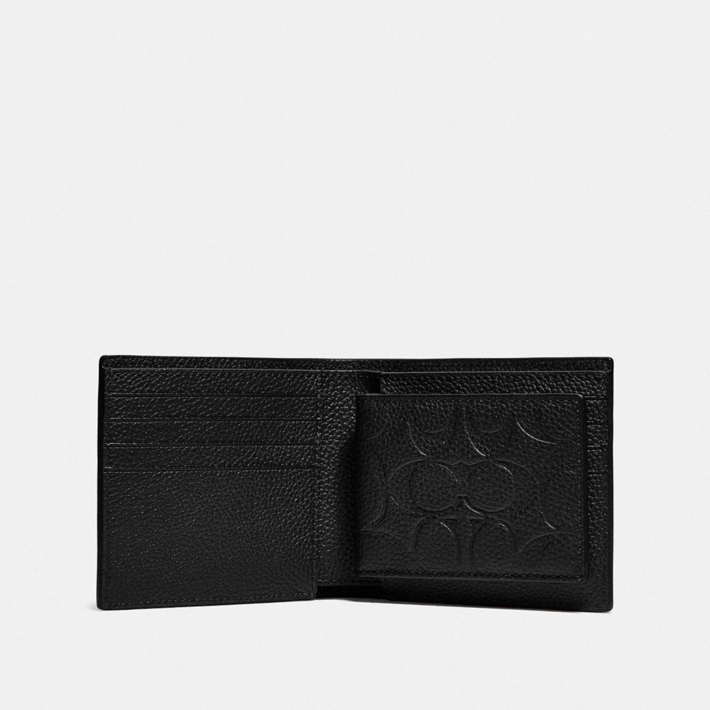 Coach black best sale pebbled leather wallet