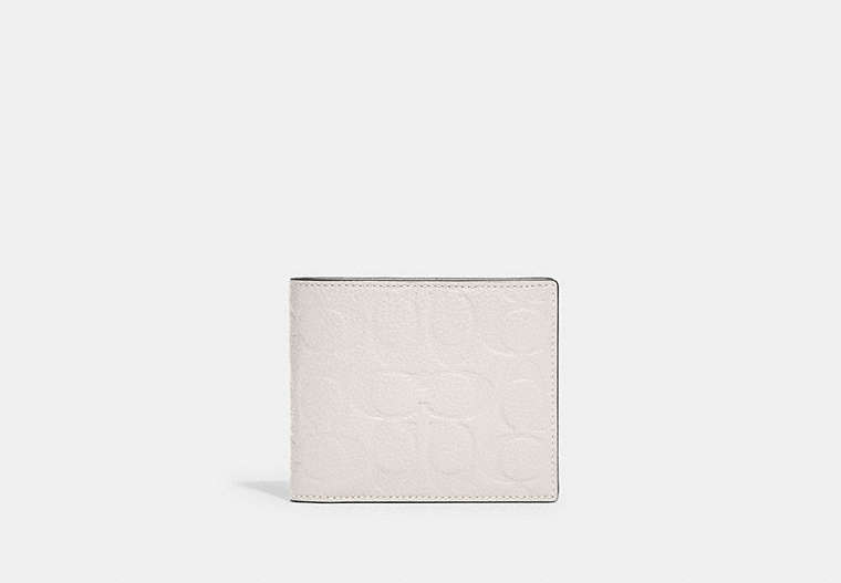 COACH®,3-IN-1 WALLET IN SIGNATURE LEATHER,Pebble Leather,Chalk,Front View