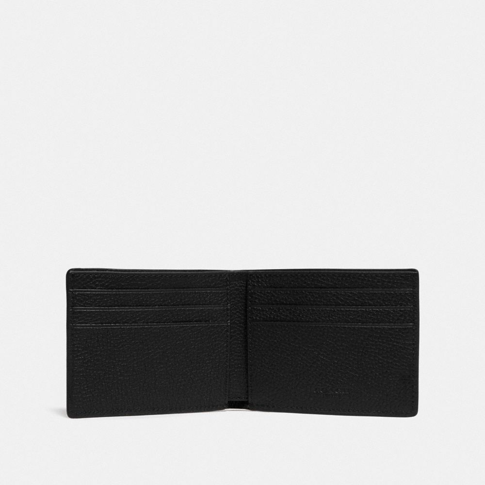 COACH®,SLIM BILLFOLD WALLET IN SIGNATURE LEATHER,Mini,Black,Inside View,Top View