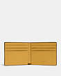 COACH®,SLIM BILLFOLD WALLET IN SIGNATURE LEATHER,Pebble Leather,Mini,Yellow Gold,Inside View,Top View