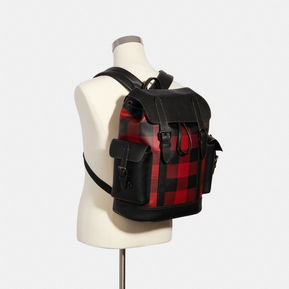 buffalo plaid coach backpack