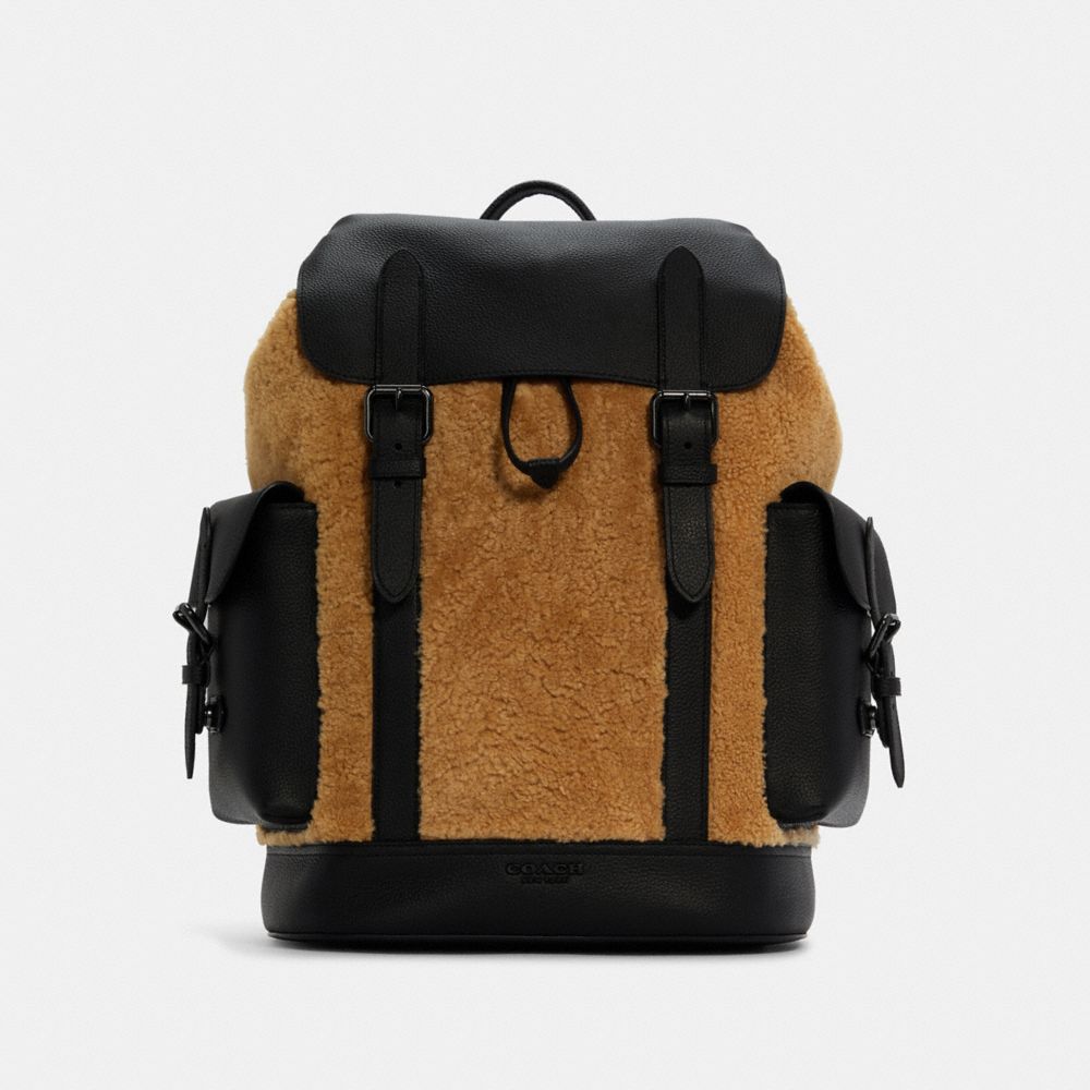 COACH®,HUDSON BACKPACK,n/a,X-Large,Gunmetal/Light Camel Black,Front View image number 0