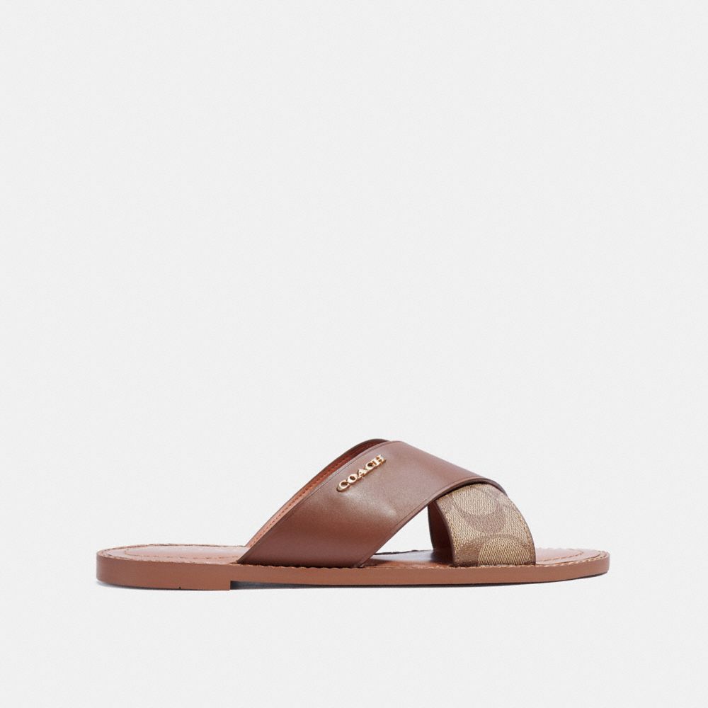 COACH®,Hilda Sandal In Signature Canvas,,Angle View