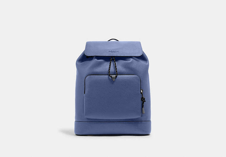 COACH®,TURNER BACKPACK,Leather,X-Large,Gunmetal/Blue Mist,Front View