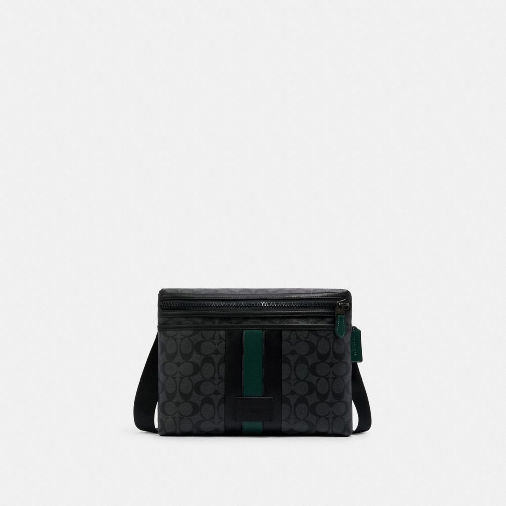 COACH® Outlet COACH® Outlet Carrier Crossbody In Signature Canvas With Varsity Stripe