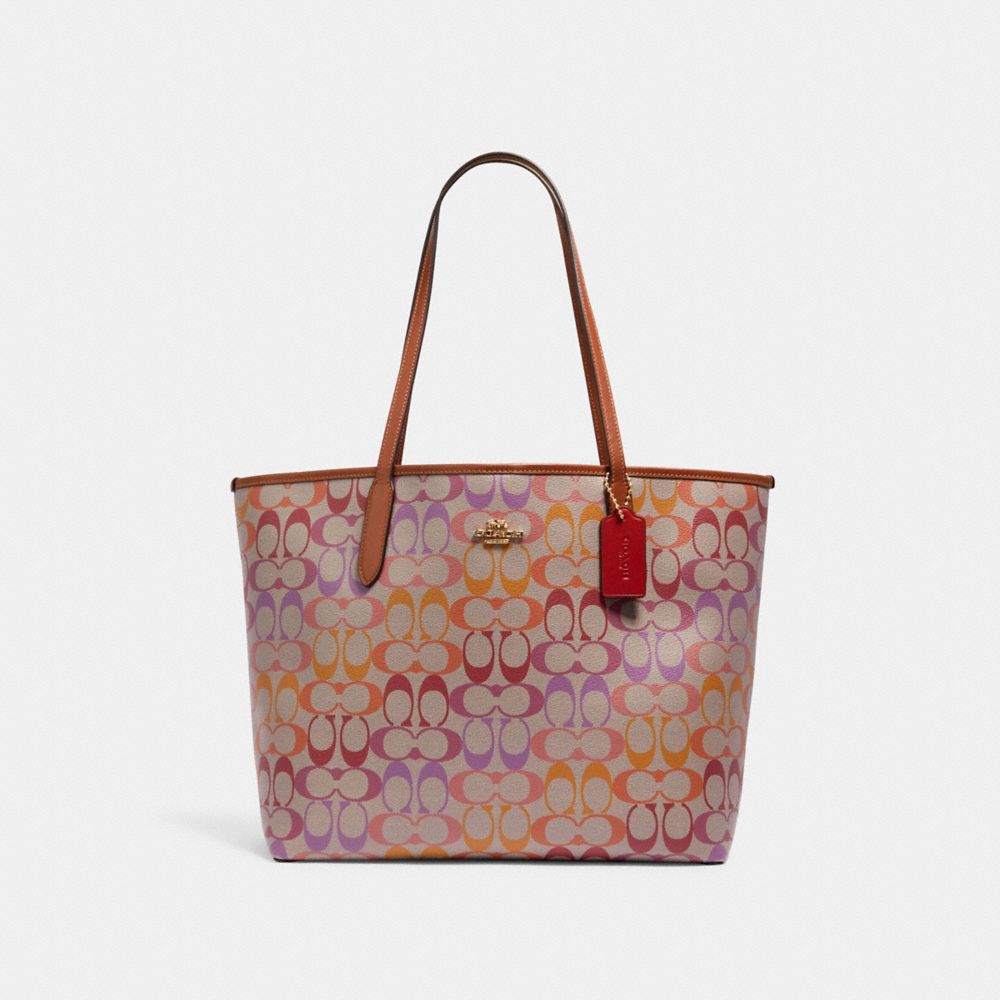 COACH Outlet City Tote Bag In Rainbow Signature Canvas