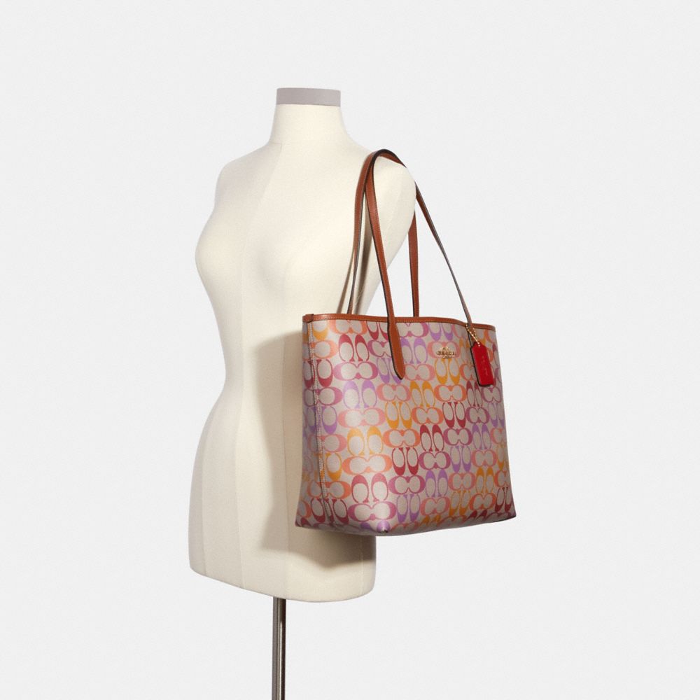 City Tote Bag In Rainbow Signature Canvas COACH Outlet