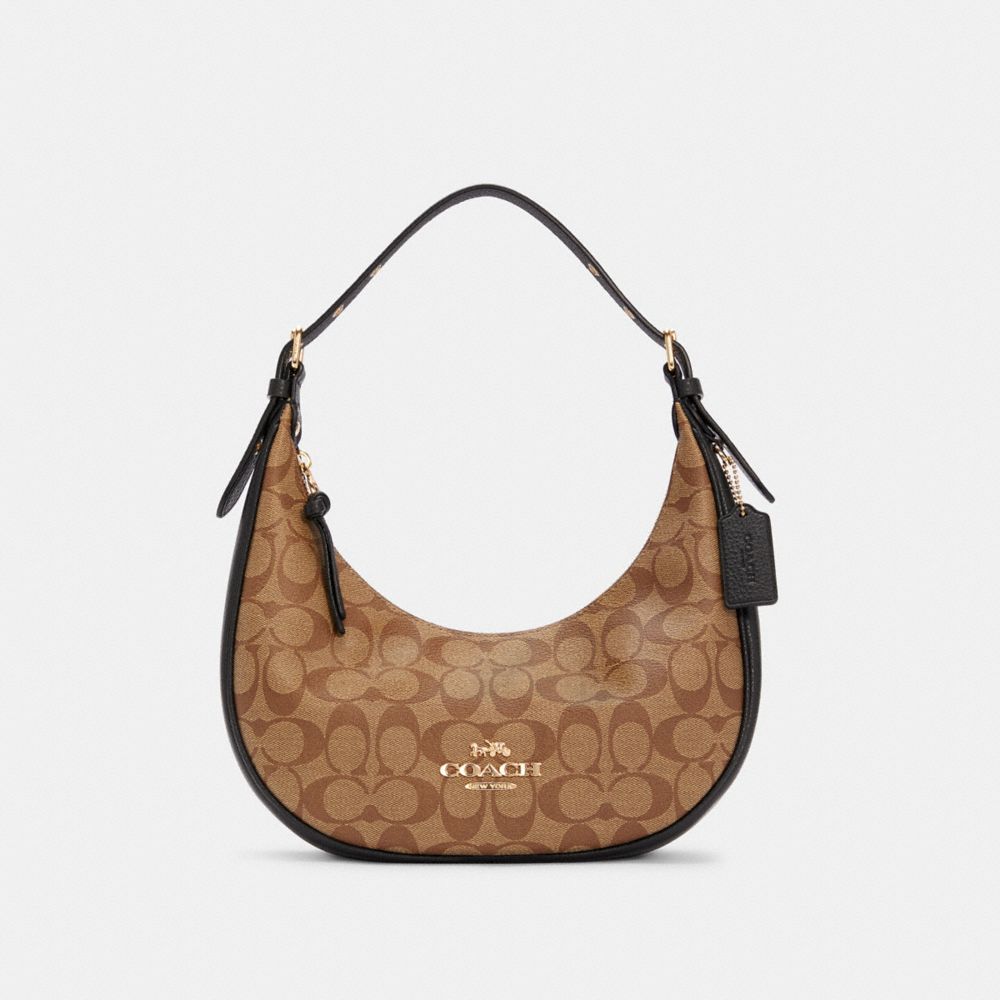 Coach Harley Hobo in Signature Gold/Brown/Black