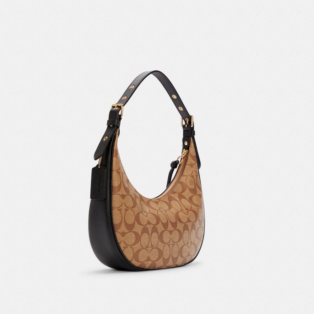 Coach Brown/Beige Signature Coated Canvas and Leather Hadley Hobo Coach