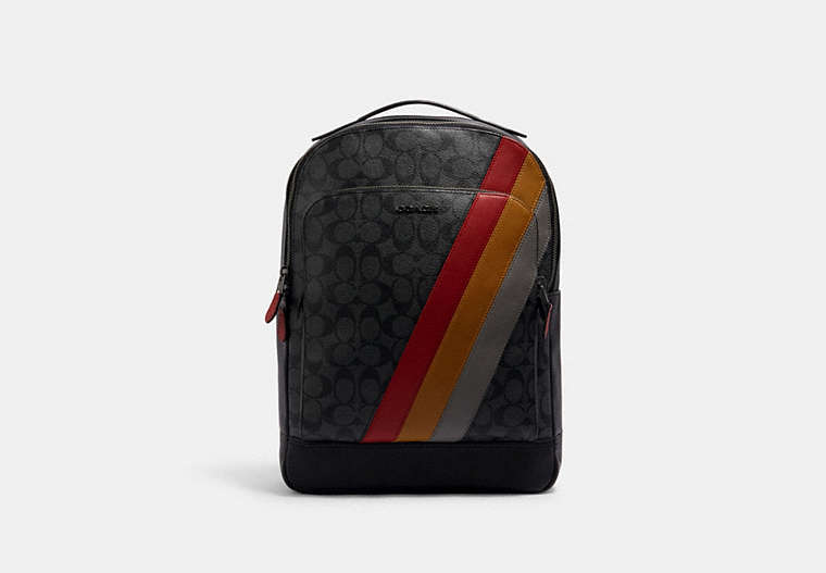 Graham Backpack In Signature Canvas With Diagonal Stripe Print