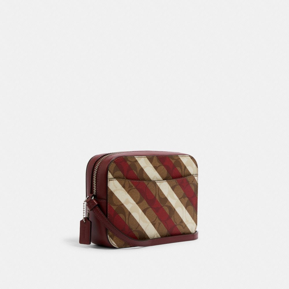 Mini Camera Bag In Signature Canvas With Diagonal Stripe Print