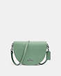 COACH®,ELLEN CROSSBODY,Pebbled Leather,Small,Silver/Washed Green,Front View