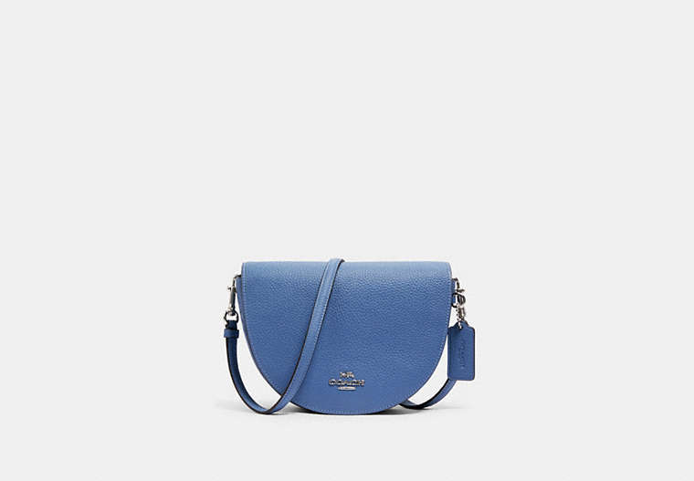 COACH®,ELLEN CROSSBODY,Pebbled Leather,Small,Silver/Stone Blue,Front View