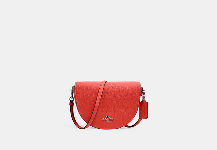 COACH®,ELLEN CROSSBODY,Pebbled Leather,Small,Silver/Tangerine,Front View