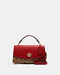 COACH®,TILLY SATCHEL 23 IN SIGNATURE CANVAS,Mini,Gold/Khaki/1941 Red,Front View