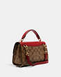 COACH®,TILLY SATCHEL 23 IN SIGNATURE CANVAS,Mini,Gold/Khaki/1941 Red,Angle View