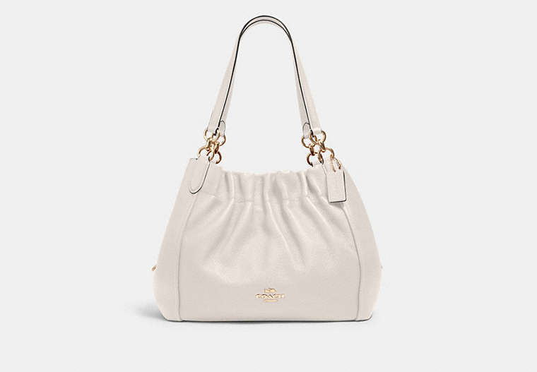 COACH®,MAYA SHOULDER BAG,Leather,Large,Gold/Chalk,Front View