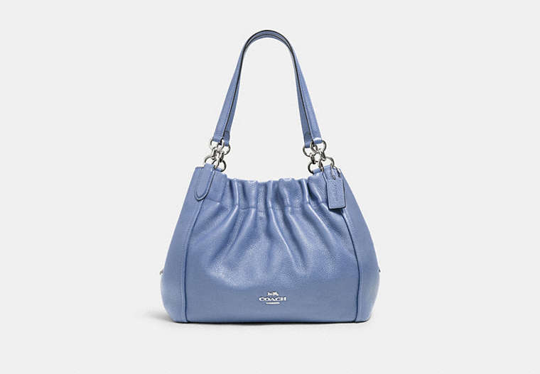 COACH®,MAYA SHOULDER BAG,Leather,Large,Silver/PERIWINKLE,Front View