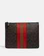 Large Pouch In Signature Canvas With Varsity Stripe