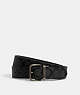 COACH®,ROLLER BUCKLE CUT-TO-SIZE REVERSIBLE BELT, 38MM,Leather,Black Antique Nickel/Charcoal/Amazon Green,Front View