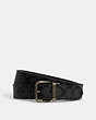 COACH®,ROLLER BUCKLE CUT-TO-SIZE REVERSIBLE BELT, 38MM,Leather,Black Antique Nickel/Charcoal/Amazon Green,Front View