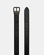 COACH®,ROLLER BUCKLE CUT-TO-SIZE REVERSIBLE BELT, 38MM,Leather,Black Antique Nickel/Charcoal/Amazon Green,Angle View