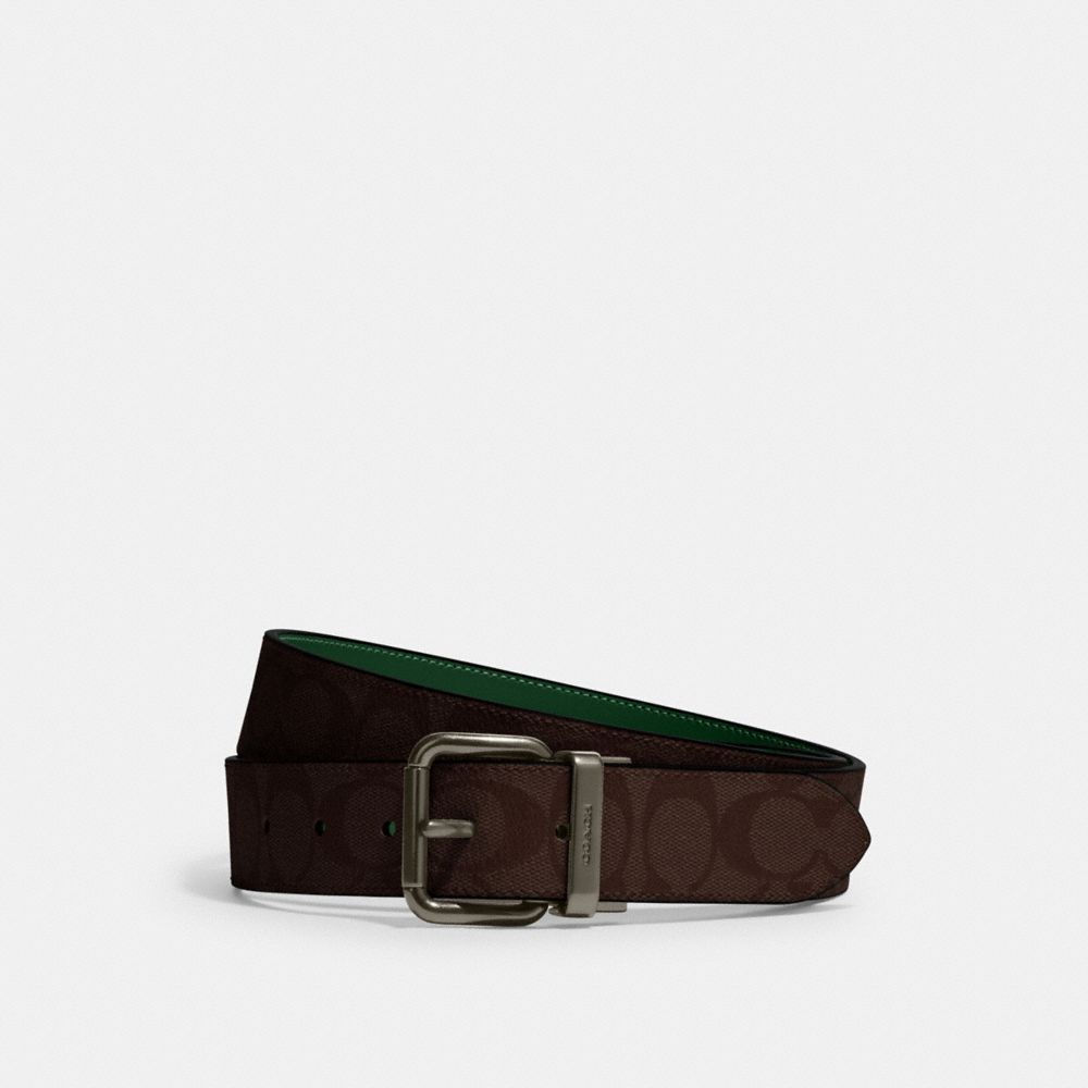 Black Gucci Signature / Brown Leather Reversible Belt