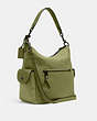 COACH®,PENNIE SHOULDER BAG,Leather,Large,Black Antique Nickel/Olive Green,Angle View