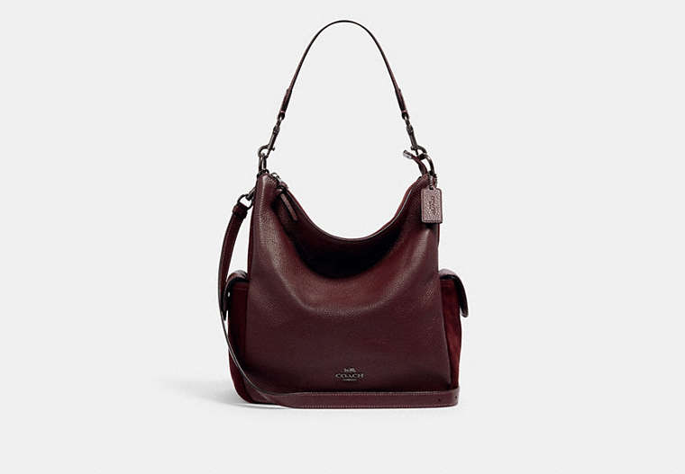 COACH®,PENNIE SHOULDER BAG,Leather,Large,QB/Dark Burgundy,Front View