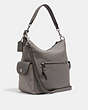COACH®,PENNIE SHOULDER BAG,Leather,Large,Silver/Heather Grey,Angle View