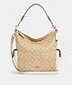 COACH®,PENNIE SHOULDER BAG IN SIGNATURE CANVAS,Leather,Large,Gold/Light Khaki Chalk,Front View